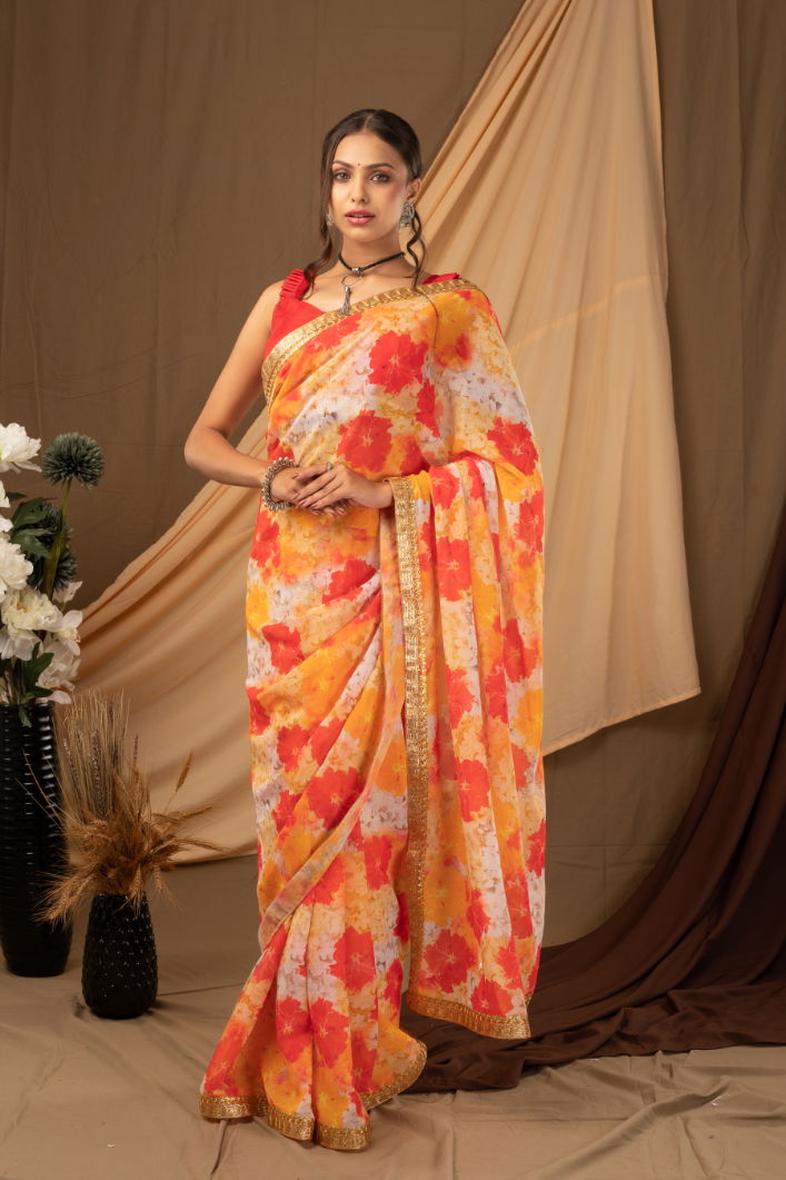 Ynf Vickat Silk Fancy Festive Wear Georgette Printed Designer Saree Collection